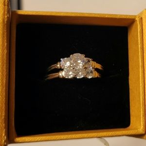 Womens CZ Sterling Silver Bridal Set Size 11